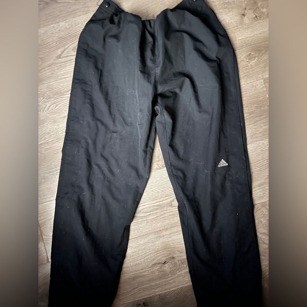 Adidas vintage 90s hidden full leg snap black athletic pants basketball jogging